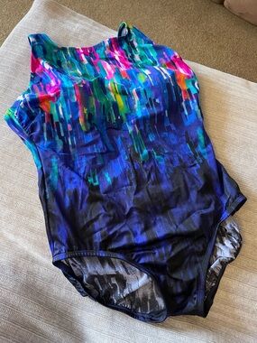 St. John's Bay Vibrant Multicolor One-Piece Swimsuit Size 12
